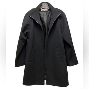 JONES NEW YORK Pure Wool Zip Front Lined Long Coat Winter Jacket Black Size 10